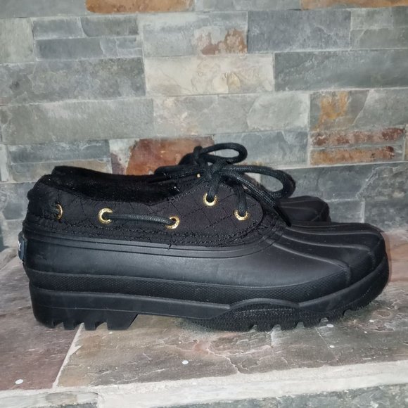 SPERRY Top Sider Black Rubber Duckling Women's STS97711 Shoes 7 Waterproof - Picture 1 of 9